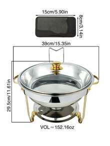 4pcs Stainless Steel Buffet Food Warming Stove, Chafing Dish - Multicolor - View 3