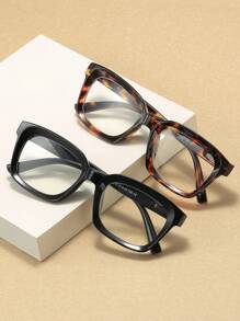 1 副复古方形框架阅读眼镜 +1.0 至 +4.0 男女皆宜，适合电脑/办公室使用万圣节 - 透明 - 查看 10