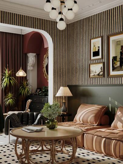 Roll Of Retro Oak Gestreepte Wallpaper 3D Home ation, Kitchen Cabinets, Tables Chairs, Room Backgrounds, Renovation DIY, Waterproof, Stain Resistant, Easy To Clean, Self Adhesive, Peel Paste Wand Stickers, Stickers Panels, Paper, Wallpapers, ation Items Refresh Your Home, Festival Birthday Graduation Bathroom Bedroom Stuff Living Ho view 4