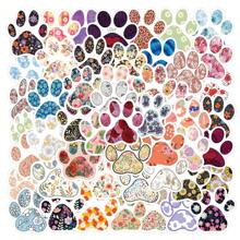 Pacote com 60 adesivos de patas de animais, decoração de festa com patas de flores de animais, desenhos animados fofos, adesivos de vinil à prova d'água para crianças, para garrafas de água, laptops, estojo de viagem, álbum de recortes, telefone - Multicolorido - Ver 1