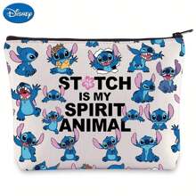 POTDEMIEL 1Pc Stitch Spirit Animal Makeup Pouch - Cute Multifunctional Zipper Bag With Soft Fabric, Spacious Interior, Zipper - Perfect For Women, Travel, And Everyday Use Hangers - Multicolor - View 9