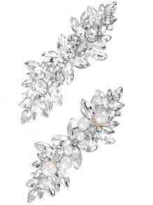 2/4/6/8/10 Peças Presilhas de Cabelo com Strass, Grampos de Cabelo com Cristal e Pérola Cintilante, Acessórios de Cabelo Elegantes para Casamento, Baile, Dia dos Namorados, Dança, para Cabelos Grossos e Longos, Noivas, Mulheres e Meninas, Tiaras - A - Visão 3