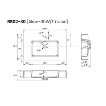 Tocador de baño blanco de 72" con doble lavabo y estante abierto, tocador de baño flotante montado en la pared moderno, lavabo de una sola pieza sin desagüe ni grifería - Blanco - Ver 8