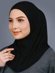 1 pieza Hijab de unicolor de moda para mujer, elegante y cómoda envoltura de cabeza de lino con cristales para protección solar diaria al aire libre