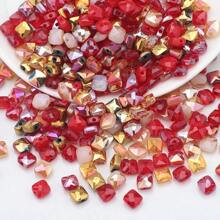 50 hạt thủy tinh 6mm, dạng lưới phẳng, nhiều màu sắc để làm vòng cổ, vòng tay, hoa tai, móc chìa khóa, dây điện thoại và đồ thủ công, làm quà tặng - hình vuông phẳng 6mm màu - Xem 11