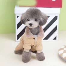 冬季狗狗连体衣 宠物保暖外套 狗狗衣服 宠物棉袄 猫咪牵引连体衣 狗狗保暖衣服 防风加厚棉袄 D型环牵引绳 适合小型犬 宠物服饰 欧美热销棉袄 休闲英伦风 - 綠色 - 查看 7