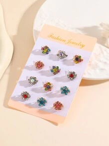 12 件/套可爱花朵别针披肩胸针女士随机颜色连衣裙配饰别针衣服包饰学校办公室配饰衬衫夹克珠宝圣诞节万圣节衣服别针趣味教师礼物服装配饰包饰 - 彩色 - 查看 1