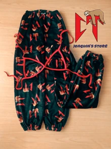 PIJAMA CORRIDO TUMBADO DUO TEDI UNITALLA DE PAREJA 3PZ DE - Negro - Ver 2
