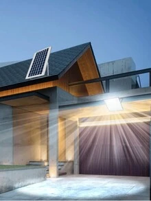 1 pieza Foco solar, resistente al agua, con control remoto, temporizador, iluminación paisajística solar para paredes, jardín, patio, iluminación exterior para caminos, jardín, patio. - luz blanca - Ver 12