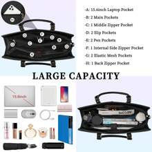 Túi đựng máy tính xách tay cho nữ, túi da công sở, túi đựng máy tính xách tay 15,6 inch, chống thấm nước, chuyên nghiệp, văn phòng, túi xách đeo vai - màu đen - Xem 7