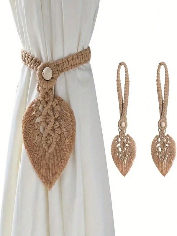 1/2/4pcs Bohemian Leaf Curtain Tiebacks For Home Decor 20.86 * 3.94 Inches