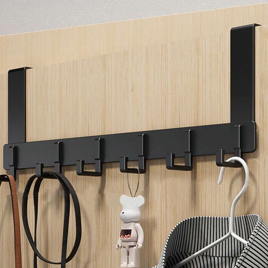 Wall Mounted Coat Hooks, No-Drill Adhesive Clothing Rack Organizer For Entryway, Bathroom, Closet - Black - View 1