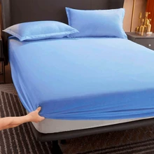 Protector de saltea, husa de saltea ultra moale, cearceaf duble de culoare solida, tampon anti-alunecare, dimensiune simpla/dubla, 140x200cm/160x200cm/Queen/King - Negru - Vizualizare 7