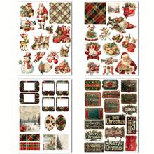 JAI IMAN 16 hojas (202 patrones) No autoadhesivas, no repetitivas, tamaño A4 grande Papel decorativo de corte DIY para Navidad, perfecto para suministros de scrapbooking, kits de diario chatarra, manualidades, tarjetas de felicitación, decoración navideña - Rojo - Ver 3