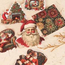 JAI IMAN 16 hojas (202 patrones) No autoadhesivas, no repetitivas, tamaño A4 grande Papel decorativo de corte DIY para Navidad, perfecto para suministros de scrapbooking, kits de diario chatarra, manualidades, tarjetas de felicitación, decoración navideña - Rojo - Ver 7