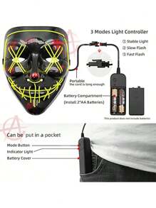 The Purge Mask With LED Light Halloween The Purge Colors Quality - Green - View 3