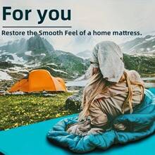 Double Sleeping Pad, 2in Memory Foam Camping Mattress 2 Person With Pillow, 5R Insulated Self Inflating Camping Pad, Air Mattress Inflatable Sleeping Mat For Backpacking, - 淺藍色 - 查看 4