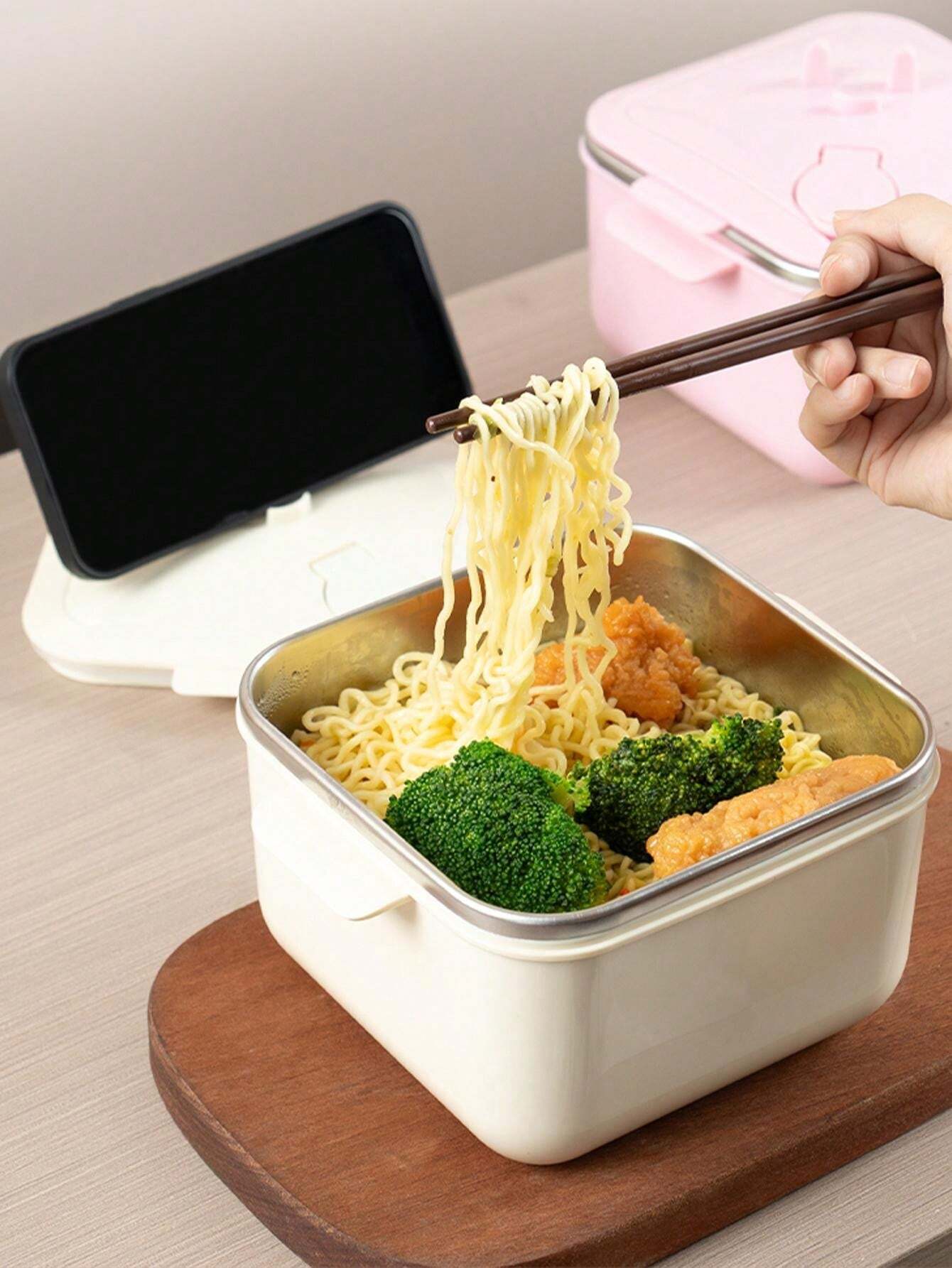 Lancheira de aço inoxidável 304, tigela de macarrão instantâneo para