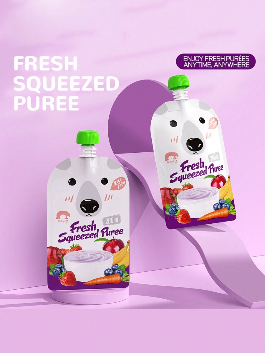 10pcs Cartoon Style PET Material Double Sealed Baby Bear Teether Bags