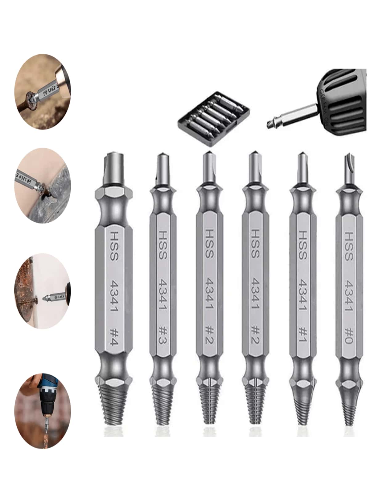 6 Piezas Herramienta Extractor Tornillo Dañado Roto Perno Barrido Acero Util Vmingo Mexico - Plateado - Ver 1