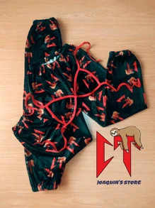 PIJAMA CORRIDO TUMBADO DUO TEDI UNITALLA DE PAREJA 3PZ DE - Negro - Ver 1