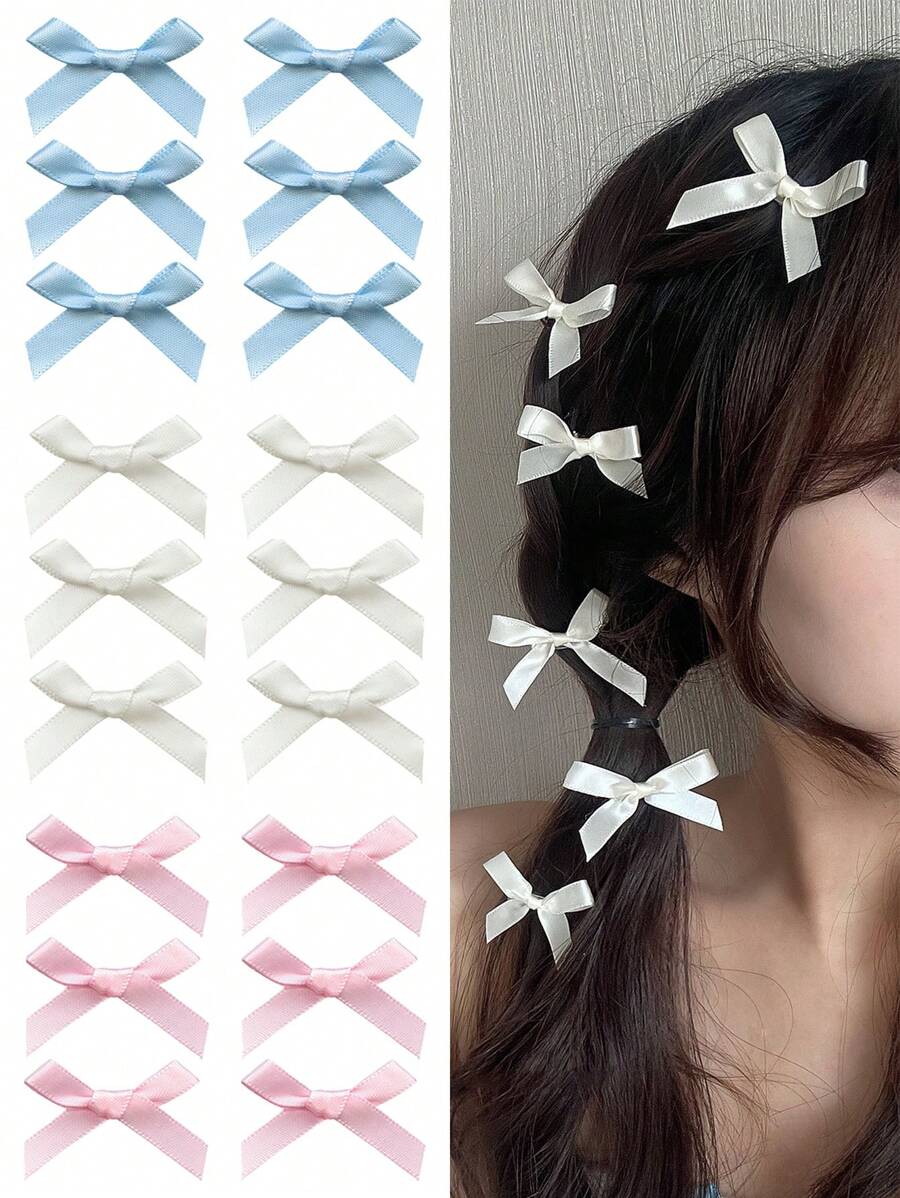 18/30件混色发饰套装，包含丝带、蝴蝶结、发夹、发卡、蕾丝、芭蕾舞发饰、Y2K少女风蝴蝶结发卡、情人节发爪夹、校园风、优雅风、学院风、冬季女装风、可爱风、头部饰品 - 彩色 - 查看 1
