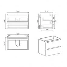 Tocador de baño blanco de 72" con doble lavabo y estante abierto, tocador de baño flotante montado en la pared moderno, lavabo de una sola pieza sin desagüe ni grifería - Blanco - Ver 5