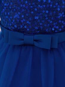Váy công chúa tutu đính sequin dễ thương cho bé gái dự tiệc sinh nhật, thích hợp cho tiệc chiêu đãi, không bao gồm băng đô - Xanh đậm - Xem 8