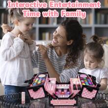 62 Pcs Kids Makeup Kit For Girl, Washable Play Makeup Toys Set For Dress Up, Pretend Beauty Vanity Set With Cosmetic Case Birthday Toys For Girls 3 4 5 6 7 8 9 10 11 12 Year Old Kids Toddlers - 粉色 - 查看 8