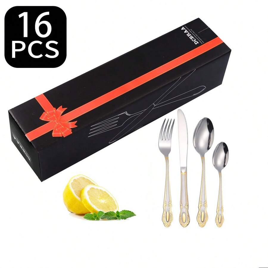 Gold Silverware Set Stainless Steel Heavy Utensil Set