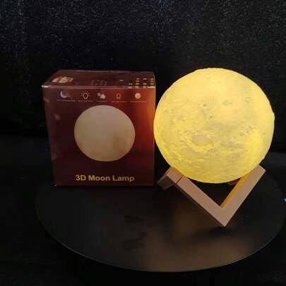 全新 DIY 卧室床头电池供电月光灯，柔和护眼暖光月亮灯，多功能床头柜灯