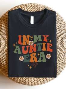 In My Auntie Era Shirt, New Aunt T-Shirt, Favorite Aunt Tee, Best Auntie Shirts, Gift For Aunts, Auntie Announcement T-Shirts, Aunt Reveal Tees SD-169 - Black - View 1