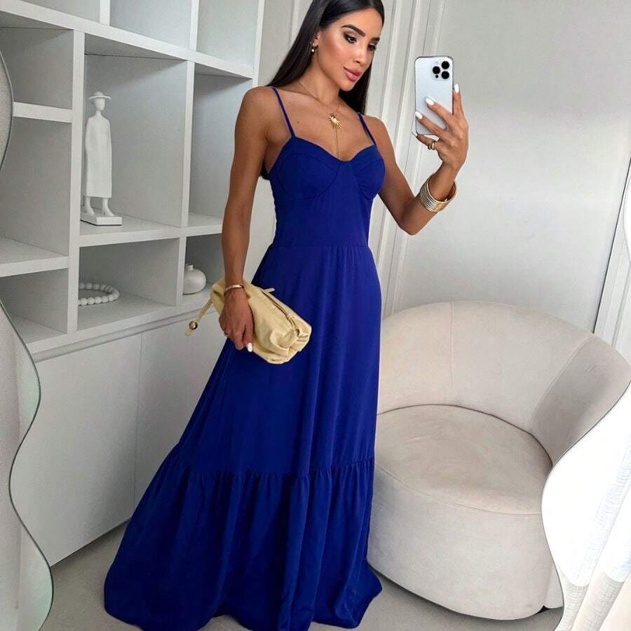 Long Casual Mermaid Dress - 藍色 - 查看 1