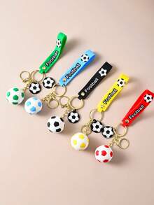 1 pieza Llavero con forma de balón de fútbol de PVC para decoración de llaves de coche/bolsa - Multicolor - Ver 2