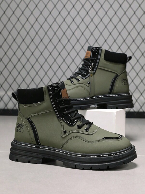Bottes rétro de style de rue pour hommes, bottes hautes de loisirs tout-terrain antidérapantes pour jeunes