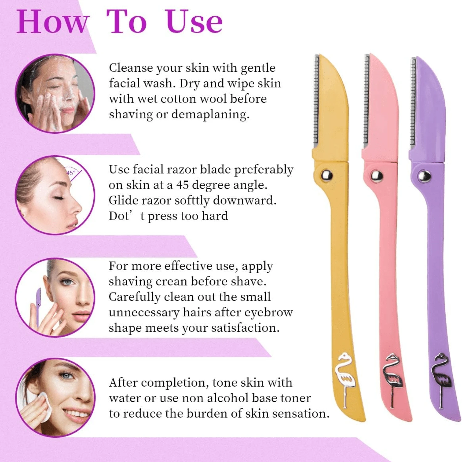 Feather Flamingo Facial Modification Razor, Pack Of 3, To Create Silky ...