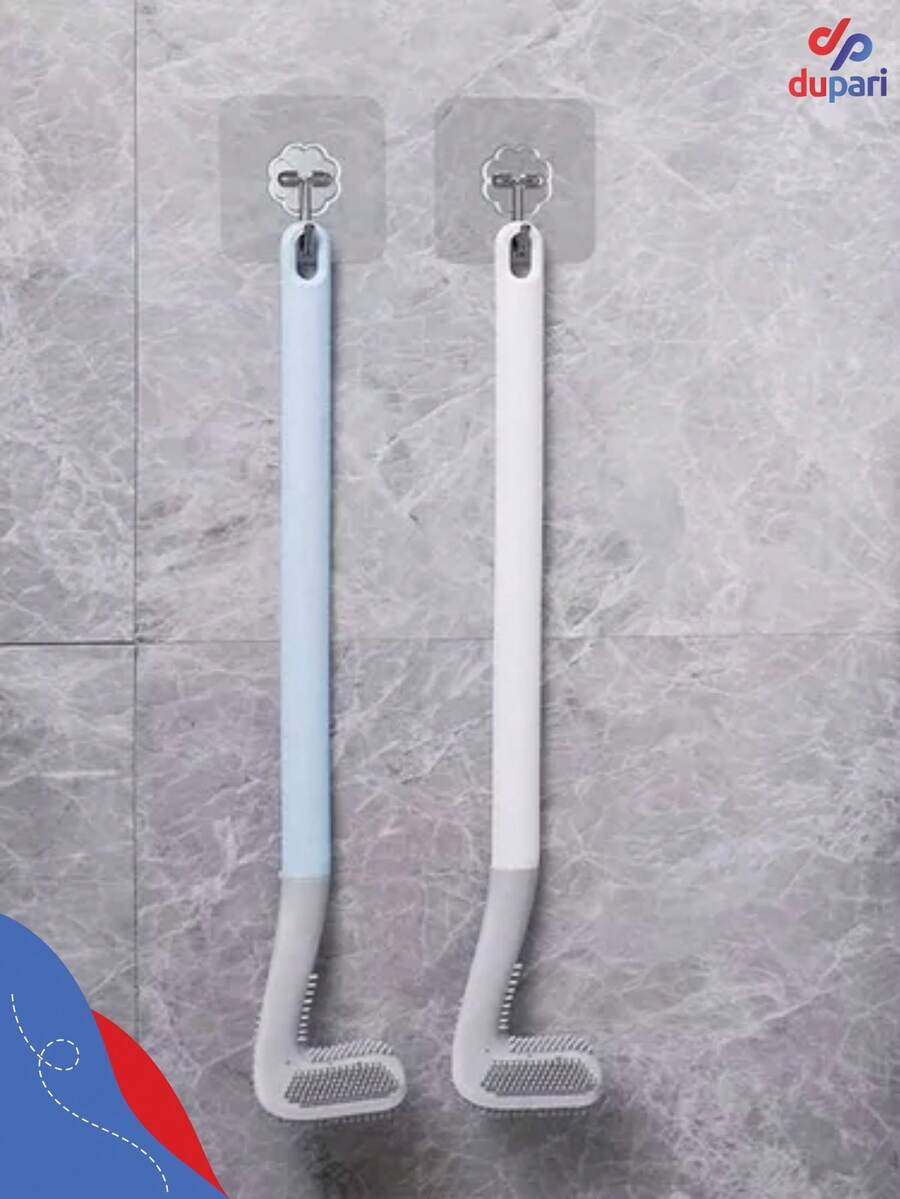 Bathroom Toilet Brush With Hanging Hook Curved Silicone Bristles Toilet Washing Brush Large - Các loại - Xem 1