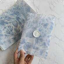 20pcs Blue Flower With Leaf Vellum Wrap Suitable For A 5 X 7 Wedding Invitation - Blue - View 4