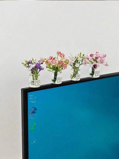 Set de 3 piezas, o 1 pieza [Estilo aleatorio] Juego de jarrones lindos para decoración de escritorio, accesorios de figura de descompresión, decoraciones de escritorio en miniatura, monitor de computadora, decoración de espacio de oficina de regreso a la escuela, decoración del hogar, adornos, cosas en miniatura para el hogar