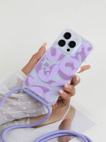 Funda de teléfono con cordón cruzado transparente anti-caída de Apple - Púrpura malva - Ver 2
