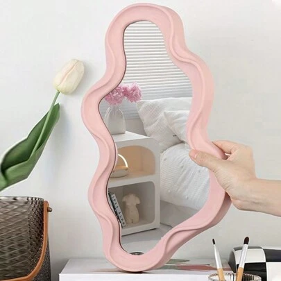 1pc Cloud Shaped Vanity Mirror, Wall Mounted Bathroom Decorative Mirror, Creative Makeup Mirror For Dorm Desk, Gift For Friends, Family, Girlfriend, Wife, Daughter