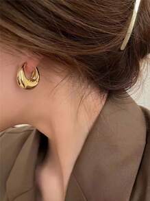 1 Pair Stainless Steel Small Hoop Earrings For Women Gold Color Round Water Drop Earring Female Fashion Wedding Ear Jewelry Gift