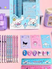 Sanrio Sanrio My Melody Kuromi Cinnamoroll Hello Kitty Riglă de desene animate Ascuțitoare de creioane Eraseră Set de caiet Desen creativ Rechizite de birou Kitty Cat Kit de papetărie Cadouri (Unele părți pot fi aleatorii) (Designul pachetului este aleatoriu)