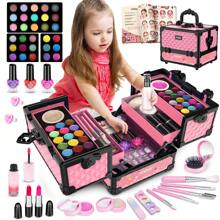 62 Pcs Kids Makeup Kit For Girl, Washable Play Makeup Toys Set For Dress Up, Pretend Beauty Vanity Set With Cosmetic Case Birthday Toys For Girls 3 4 5 6 7 8 9 10 11 12 Year Old Kids Toddlers - 粉色 - 查看 1