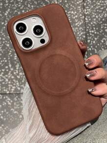 1 件奢华羊皮无线充电哑光手机壳兼容 iPhone 16 15 14 13 12 Pro Max 商务男女通用 INS 柔软硅胶后盖 - 棕色 - 查看 2