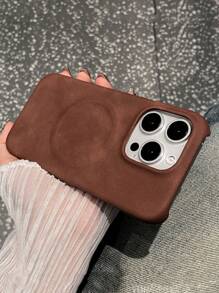 1 件奢华羊皮无线充电哑光手机壳兼容 iPhone 16 15 14 13 12 Pro Max 商务男女通用 INS 柔软硅胶后盖 - 棕色 - 查看 4