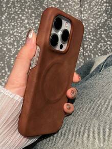 1 件奢华羊皮无线充电哑光手机壳兼容 iPhone 16 15 14 13 12 Pro Max 商务男女通用 INS 柔软硅胶后盖 - 棕色 - 查看 6