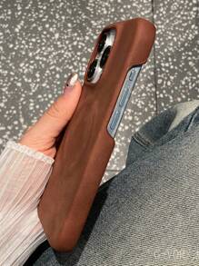 1 件奢华羊皮无线充电哑光手机壳兼容 iPhone 16 15 14 13 12 Pro Max 商务男女通用 INS 柔软硅胶后盖 - 棕色 - 查看 7