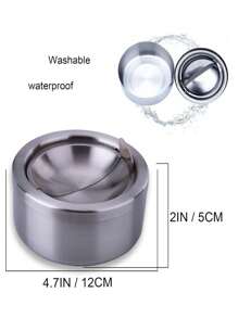 1 件，带盖户外烟灰缸，翻盖不锈钢烟灰缸，金属防风香烟烟灰缸，适合室内或室外使用，桌面烟灰缸办公室露台家居装饰男孩情人节心形女士情人节 - 銀色 - 查看 2