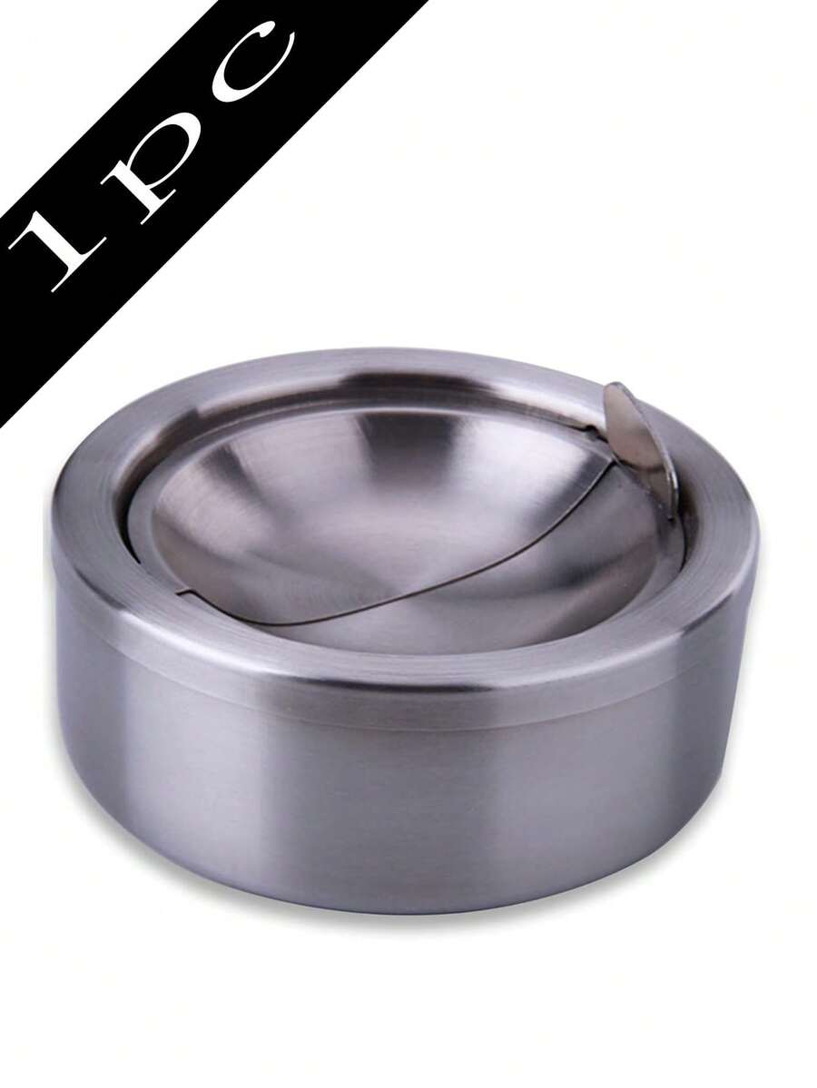 1 件，带盖户外烟灰缸，翻盖不锈钢烟灰缸，金属防风香烟烟灰缸，适合室内或室外使用，桌面烟灰缸办公室露台家居装饰男孩情人节心形女士情人节 - 銀色 - 查看 1